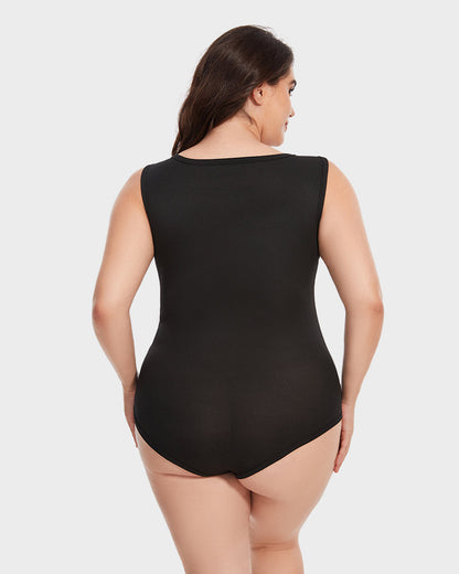 Ribbed Strappy Square Neck Bodysuit